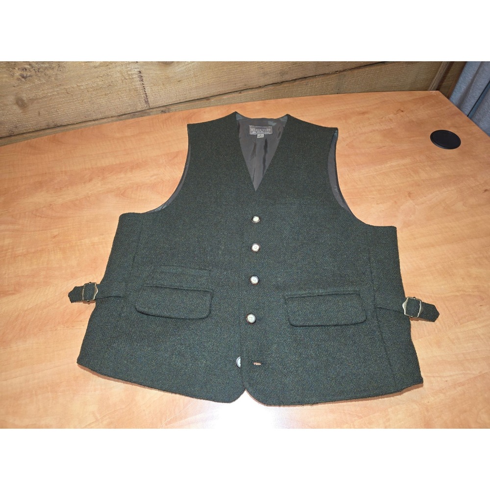 Vintage Structure wool-blend lined vest."Le Collezioni" line. Dark Green. Size M